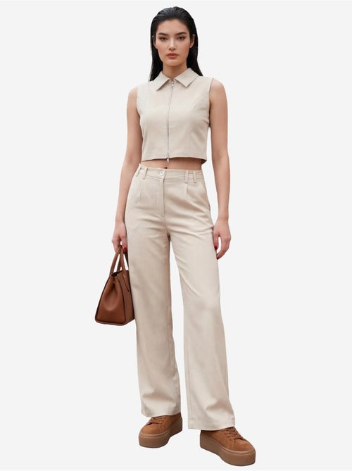 Ensemble coordonné deux pièces taille haute jambes larges my fashion - Kiabi