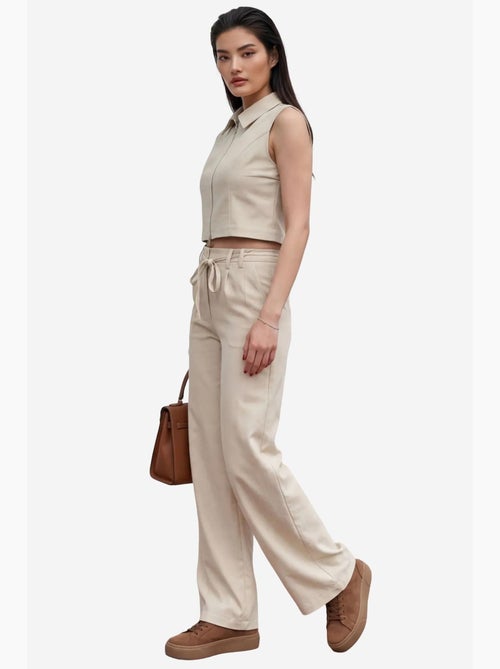 Ensemble coordonné deux pièces taille haute jambes larges my fashion - Kiabi