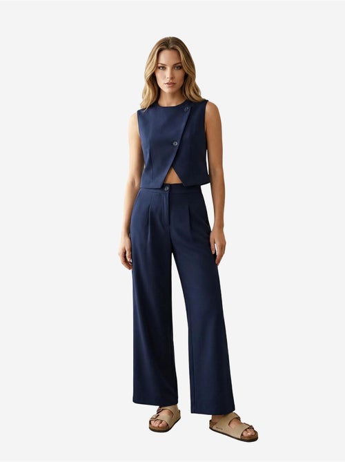 Ensemble coordonné deux pièces taille haute jambes larges my fashion - Kiabi
