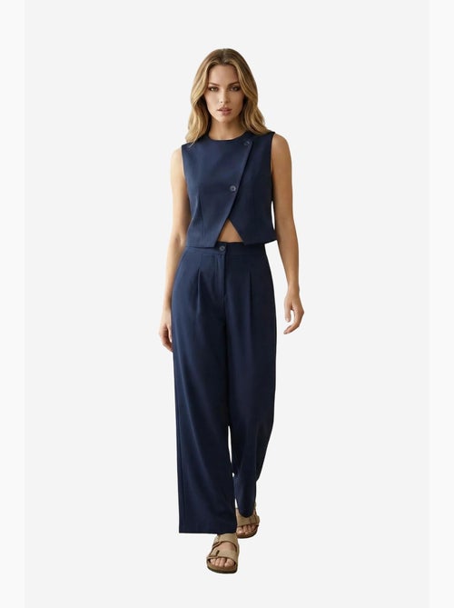 Ensemble coordonné deux pièces taille haute jambes larges my fashion - Kiabi