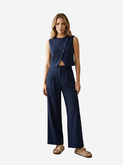 Ensemble coordonné deux pièces taille haute jambes larges my fashion - Kiabi