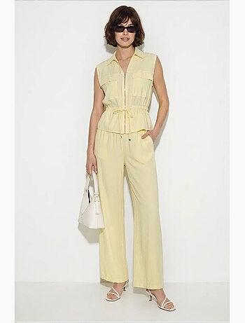 Ensemble coordonné élégant deux pièces avec gilet et pantalon large lucci