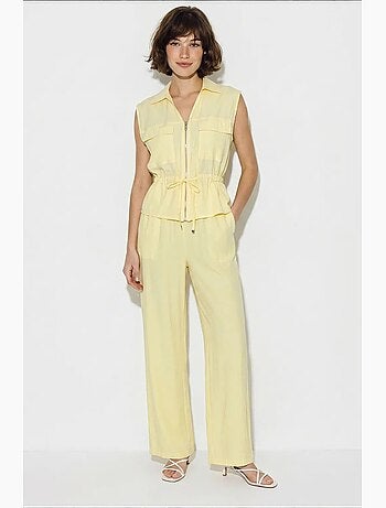 Ensemble coordonné élégant deux pièces avec gilet et pantalon large lucci