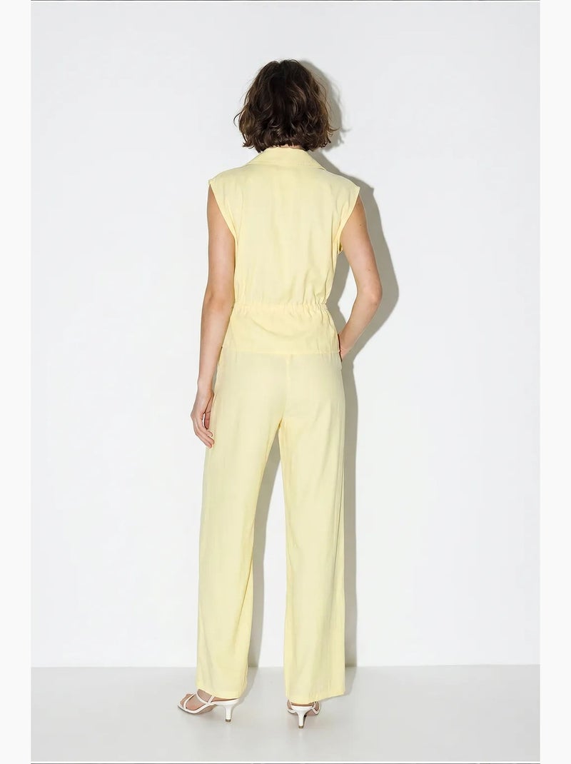 Ensemble coordonné élégant deux pièces avec gilet et pantalon large lucci Jaune citron - Kiabi