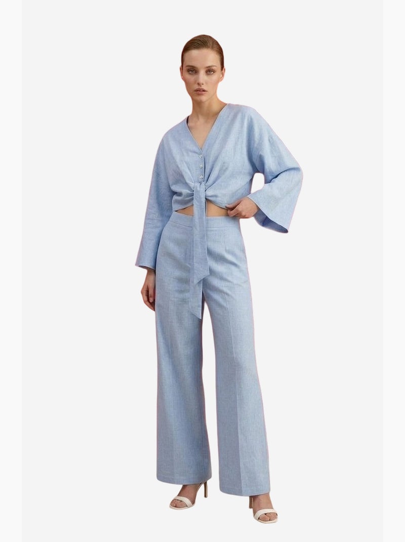 Ensemble coordonné en coton avec détail noué my fashion Bleu ciel - Kiabi
