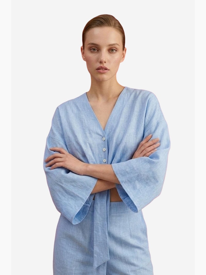 Ensemble coordonné en coton avec détail noué my fashion Bleu ciel - Kiabi