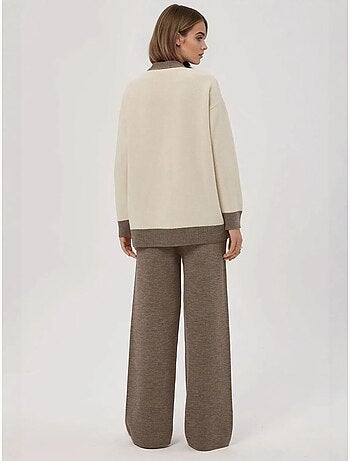 Ensemble coordonné en tricot texturé taille haute avec col boutonné hiccup