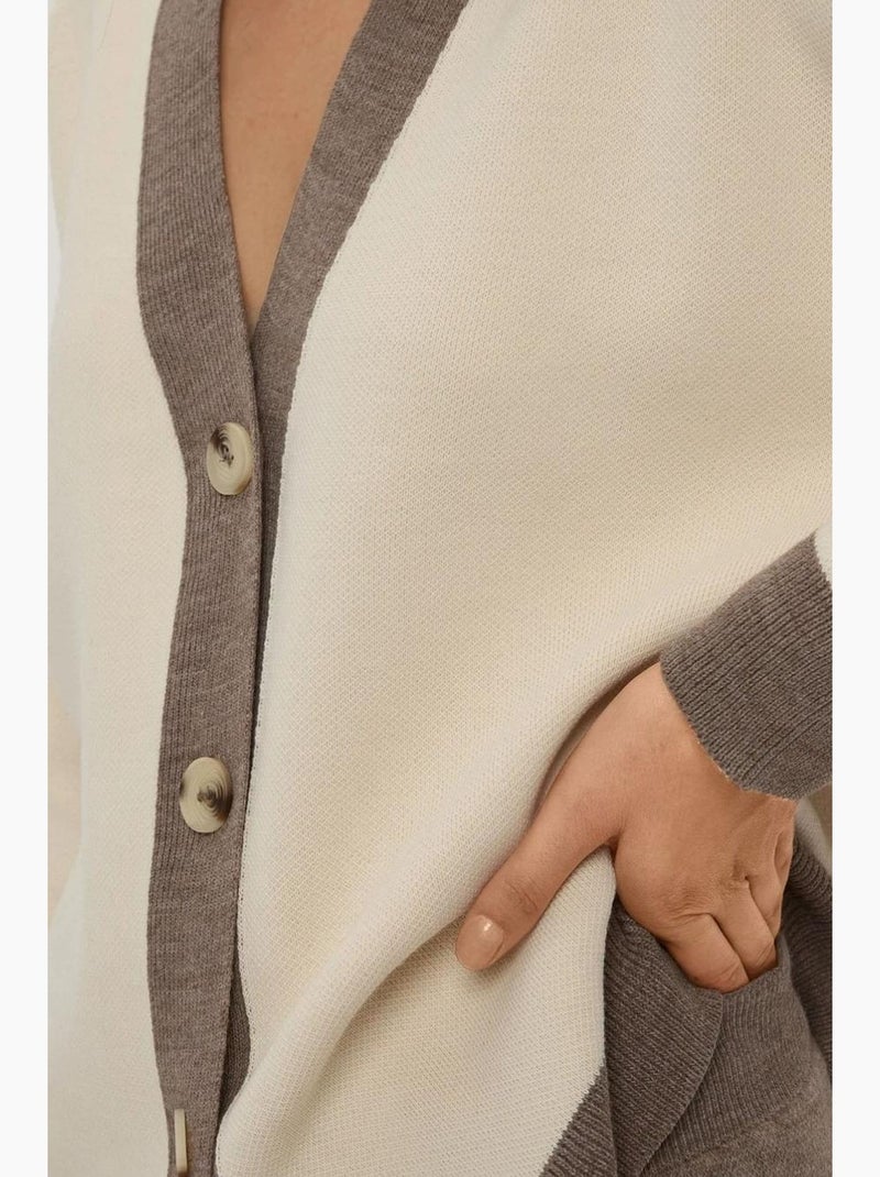 Ensemble coordonné en tricot texturé taille haute avec col boutonné hiccup Crème - Kiabi