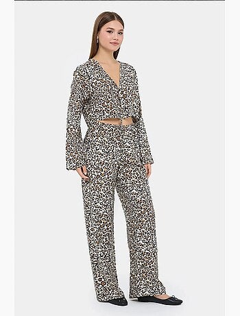 Ensemble coordonné taille haute à col en v et imprimé animal hiccup