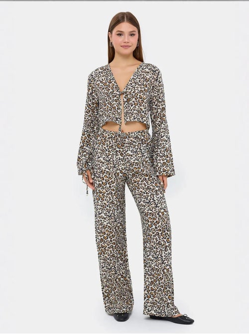 Ensemble coordonné taille haute à col en v et imprimé animal hiccup - Kiabi