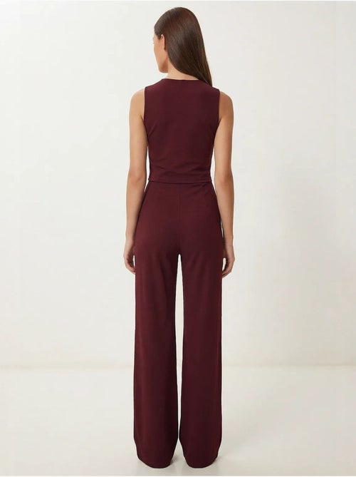 Ensemble coordonné taille haute, col en v, boutons et jambes larges istanbul - Kiabi