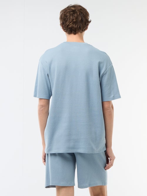 Ensemble court de pyjama en nid d'abeilles - 2 pièces - Kiabi