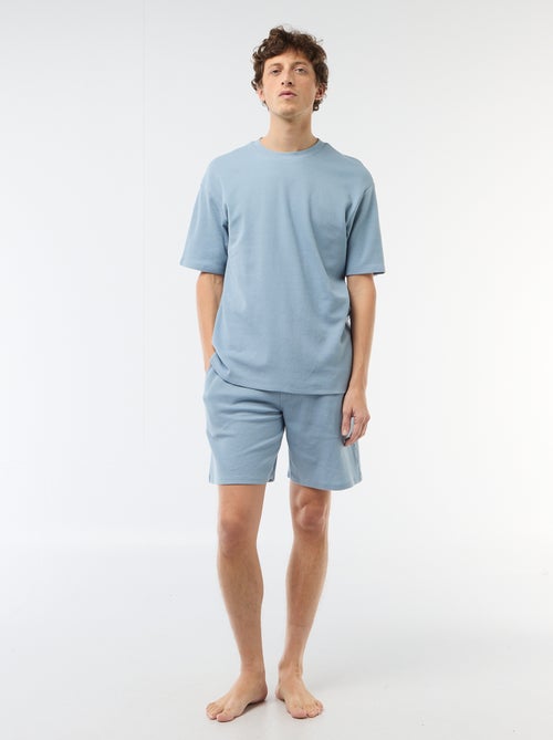 Ensemble court de pyjama en nid d'abeilles - 2 pièces - Kiabi