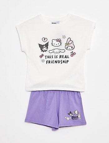 Ensemble court t-shirt + short 'Hello Kitty' - 2 pièces