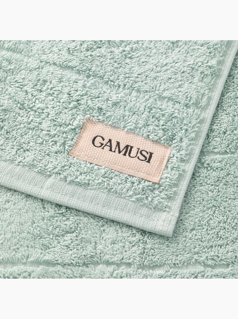 Ensemble de bain 100 % coton, éponge 600 g/m², avec boucle de suspension - Gamusi Vert d'eau - Kiabi