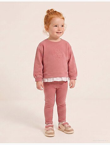 Ensemble de jogging en coton avec imprimé fleur en relief
