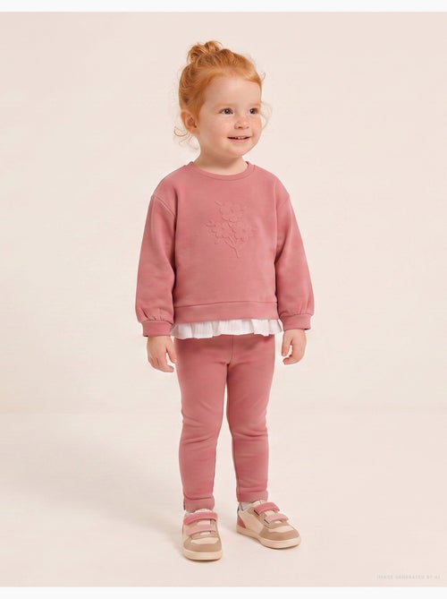 Ensemble de jogging en coton avec imprimé fleur en relief - Kiabi