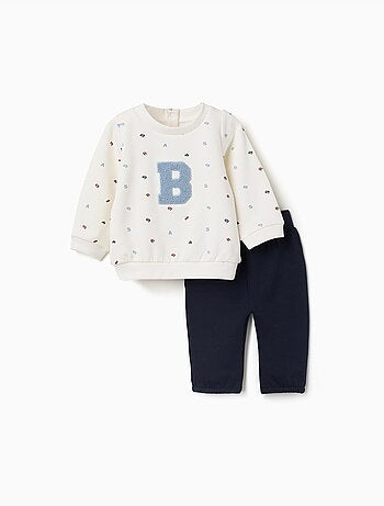 Ensemble de jogging en coton peigné avec broderie en bouclettes