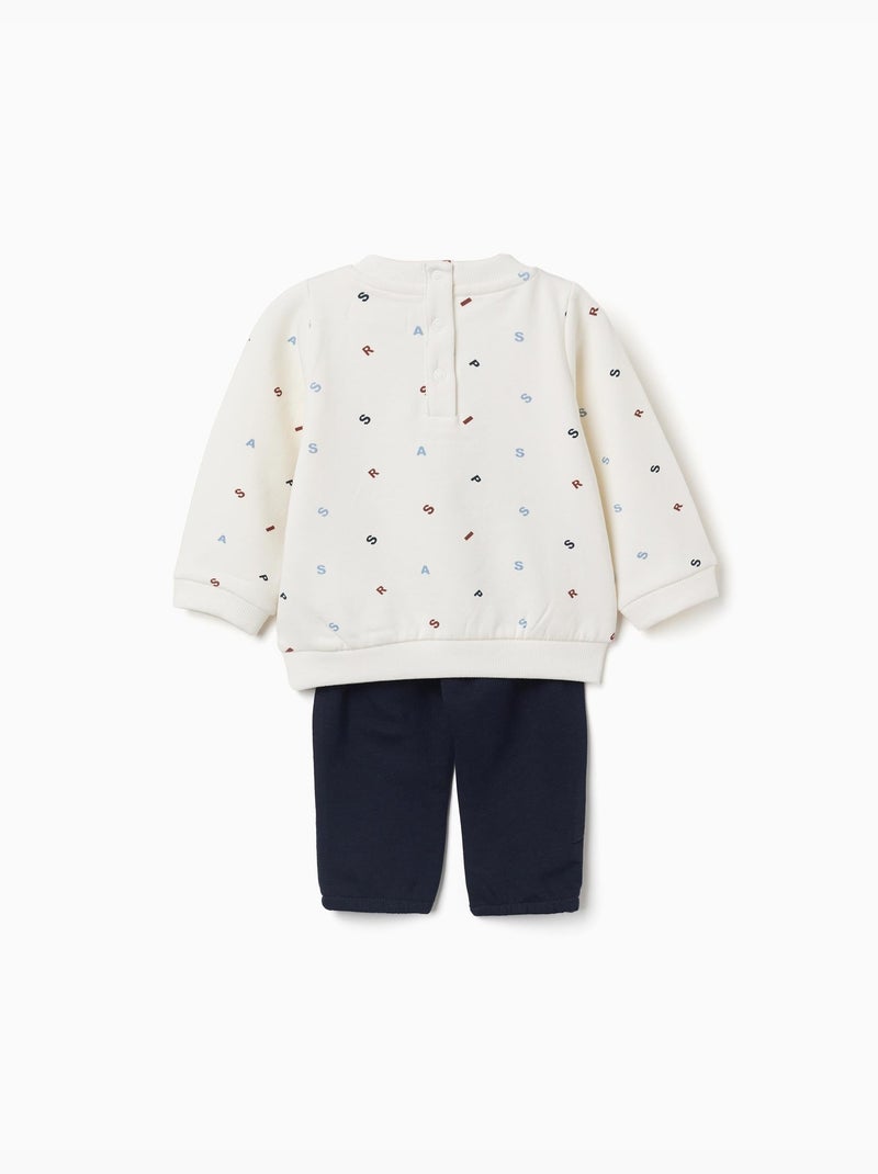 Ensemble de jogging en coton peigné avec broderie en bouclettes Blanc - Kiabi