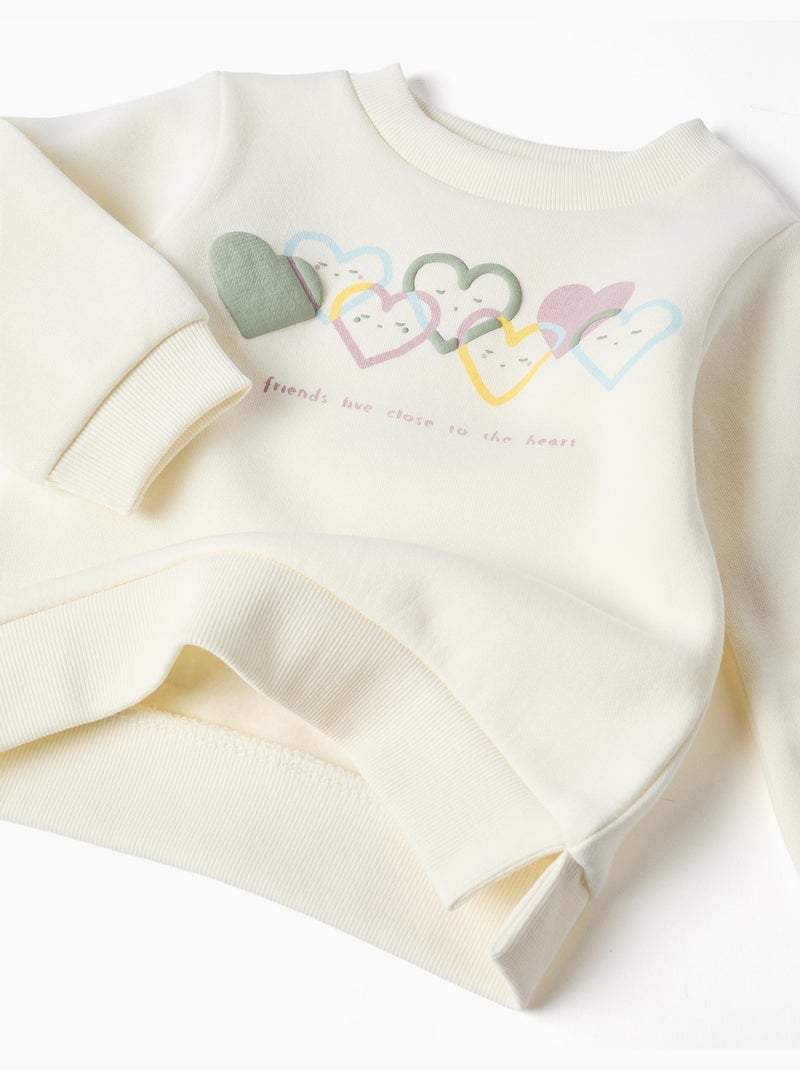 Ensemble de jogging en coton peigné avec imprimé cœur Blanc - Kiabi