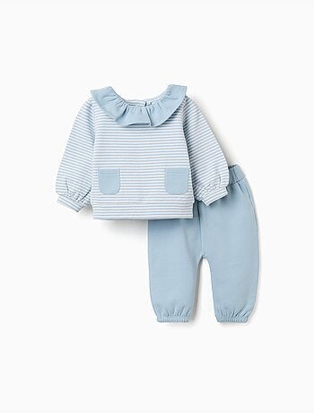 Ensemble de jogging en coton peigné avec volants