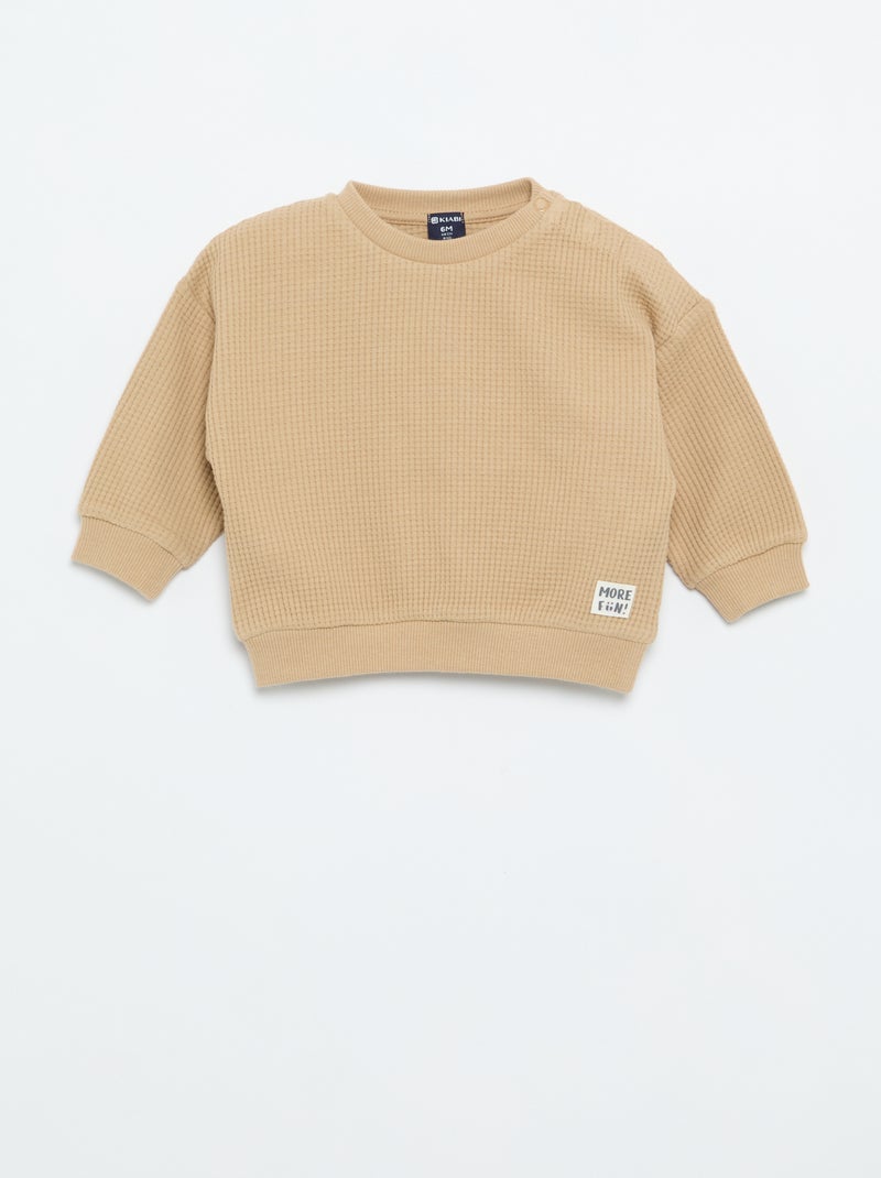 Ensemble de jogging en matière gaufrée - 2 pièces Beige - Kiabi