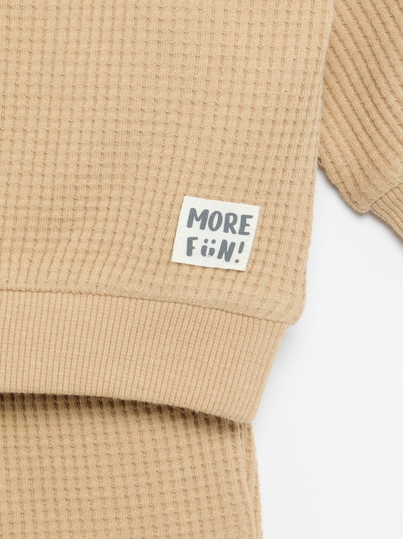 Ensemble de jogging en matière gaufrée - 2 pièces Beige - Kiabi