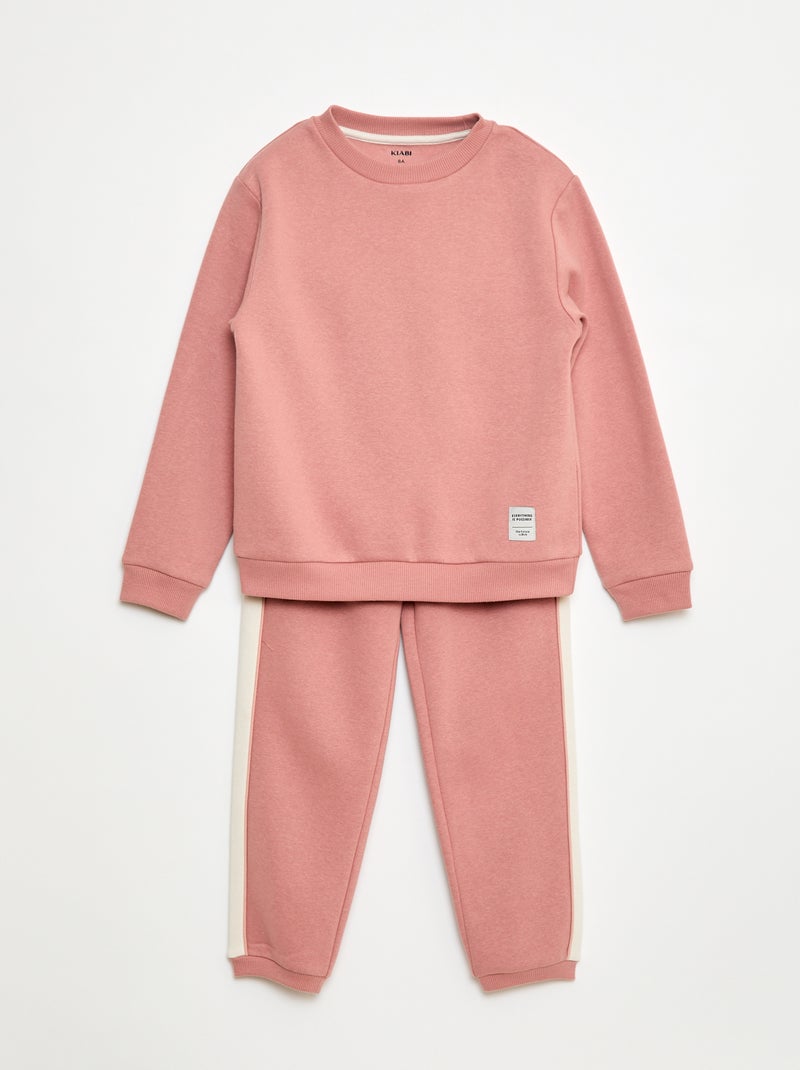 Ensemble de jogging en molleton gratté sweat + pantalon - 2 pièces Rose - Kiabi