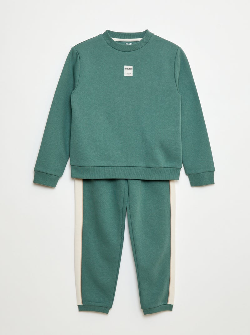 Ensemble de jogging en molleton gratté sweat + pantalon - 2 pièces Vert - Kiabi