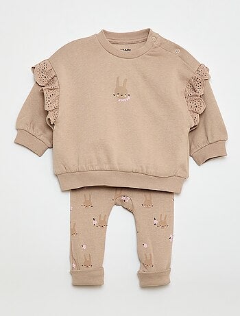 Ensemble de jogging sweat volanté + pantalon - 2 pièces