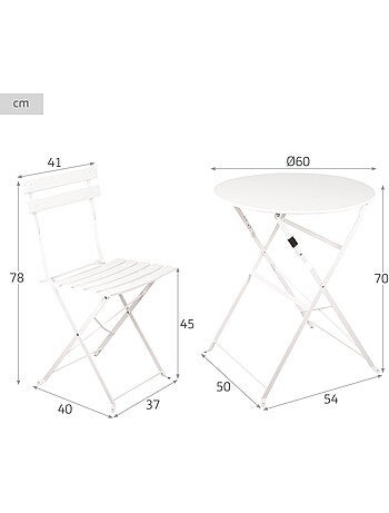 Ensemble de mobilier de terrasse pliable 60 x 70 cm