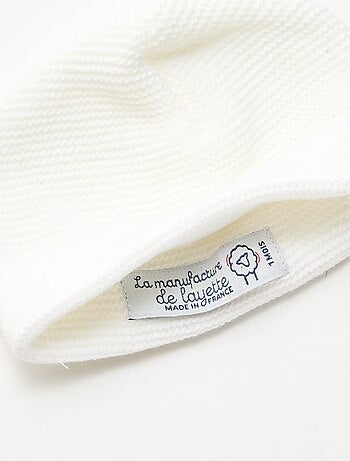 Ensemble de naissance bonnet + moufles + chaussons en tricot 'Manufacture de Layette'