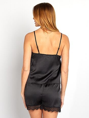 Ensemble de nuit débardeur + short en satin - 2 pièces