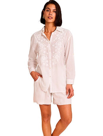 Ensemble de plage brodé short chemise complementos