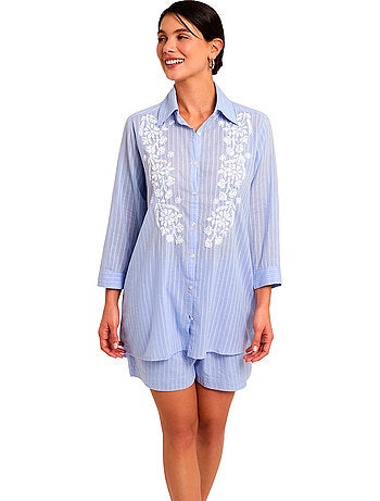 Ensemble de plage brodé short chemise complementos