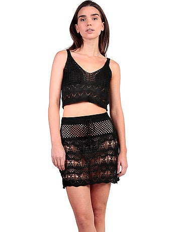 Ensemble de plage crochet top et jupe courte total look