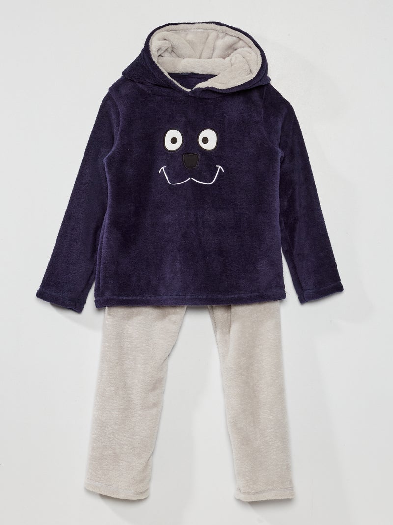 Pyjama Ensemble O'MOI Capuche + Pantalon Effet Velours - Taille FR 40/42, Gris, Neuf Avec étiquettes