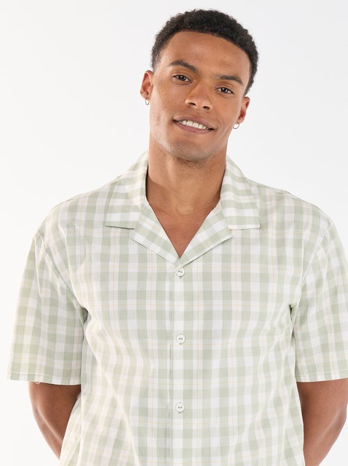 Ensemble de pyjama court à carreaux chemise + short - 2 pièces - Kiabi