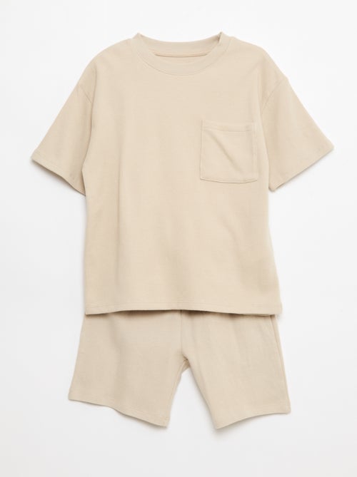 Ensemble de pyjama en coton uni - Kiabi