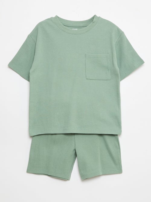 Ensemble de pyjama en coton uni - Kiabi