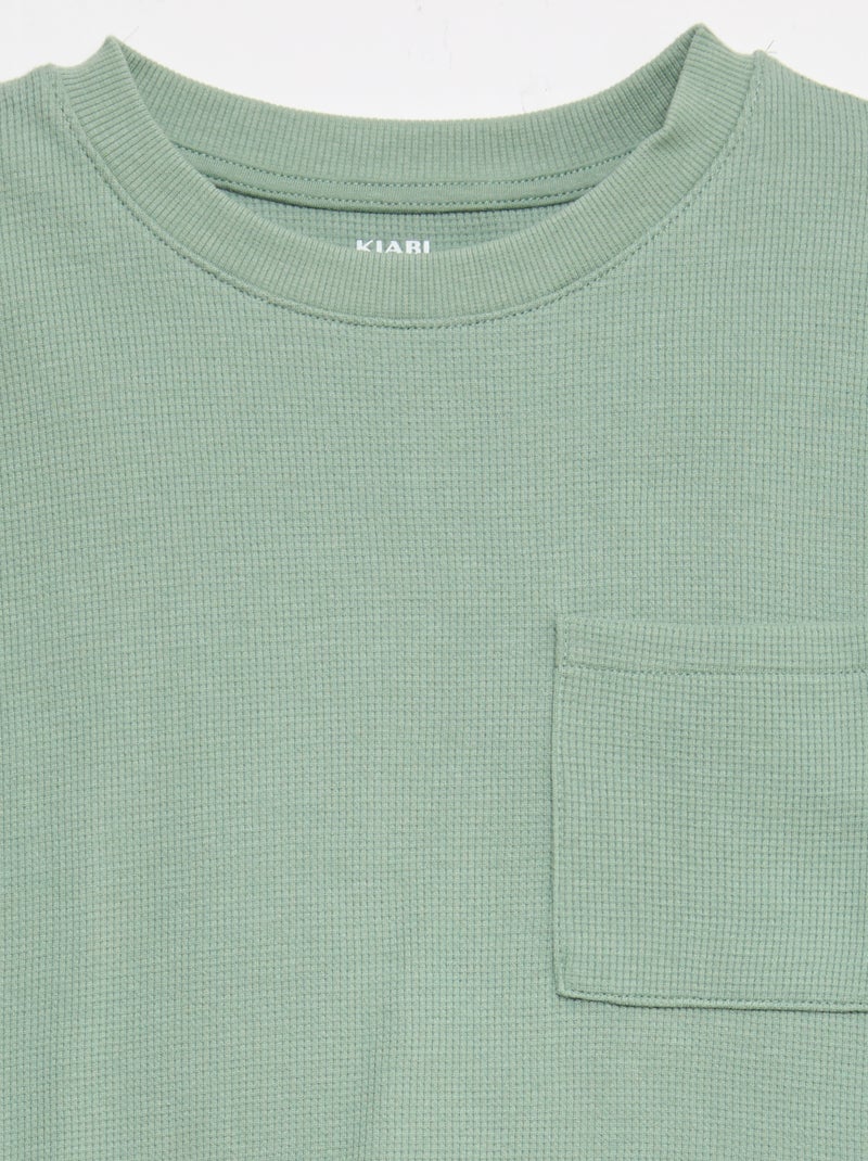 Ensemble de pyjama en coton uni Vert - Kiabi