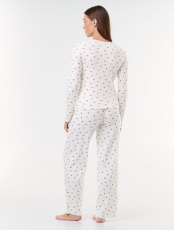 Ensemble de pyjama en maille pointelle + gilet effet moutonné - 3 pièces