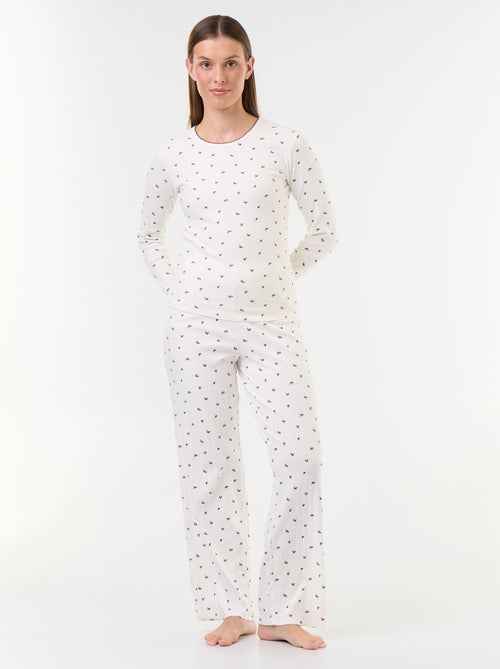 Ensemble de pyjama en maille pointelle + gilet effet moutonné - 3 pièces - Kiabi