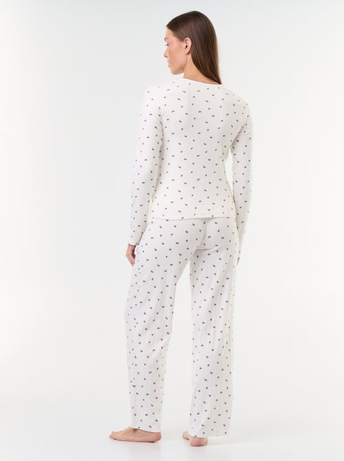 Ensemble de pyjama en maille pointelle + gilet effet moutonné - 3 pièces - Kiabi