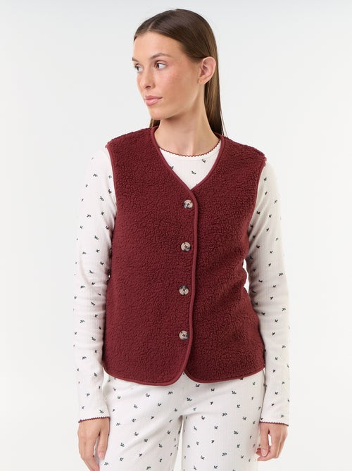 Ensemble de pyjama en maille pointelle + gilet effet moutonné - 3 pièces - Kiabi