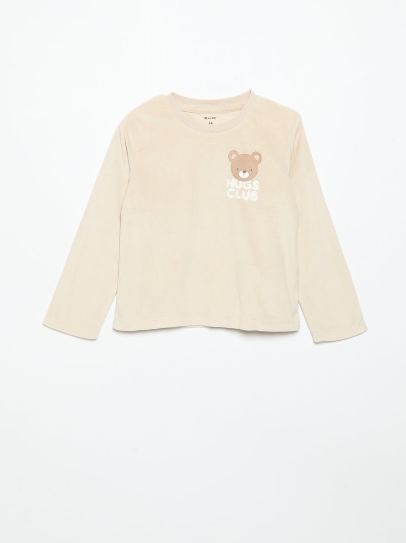 Ensemble de pyjama en polaire avec capuche animée - 2 pièces Beige - Kiabi