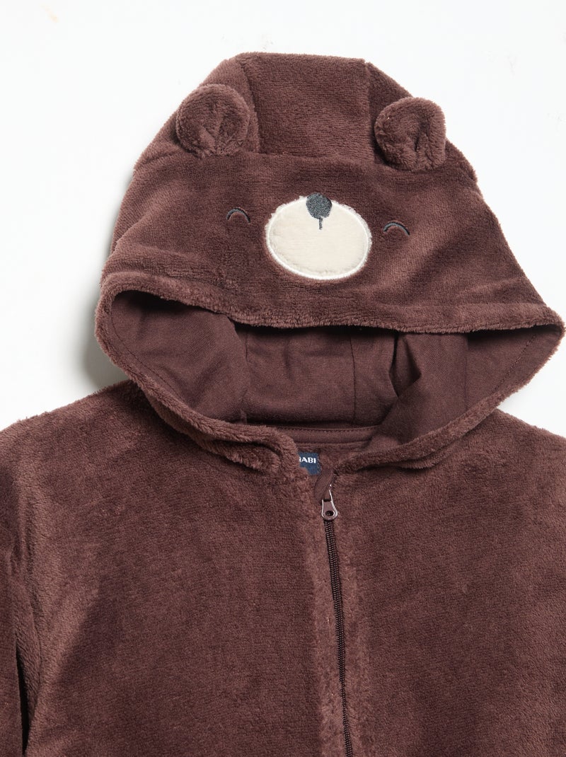 Ensemble de pyjama en polaire avec capuche animée - 2 pièces Beige - Kiabi