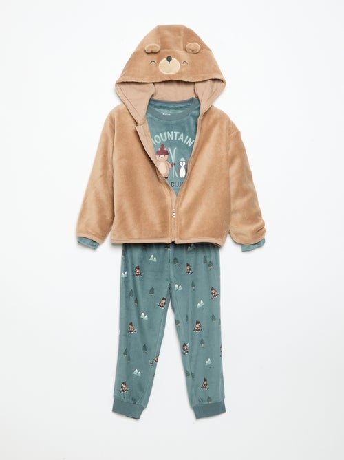 Ensemble de pyjama en polaire avec capuche animée - 2 pièces - Kiabi Ensemble de pyjama en polaire avec capuche animée - 2 pièces - Kiabi