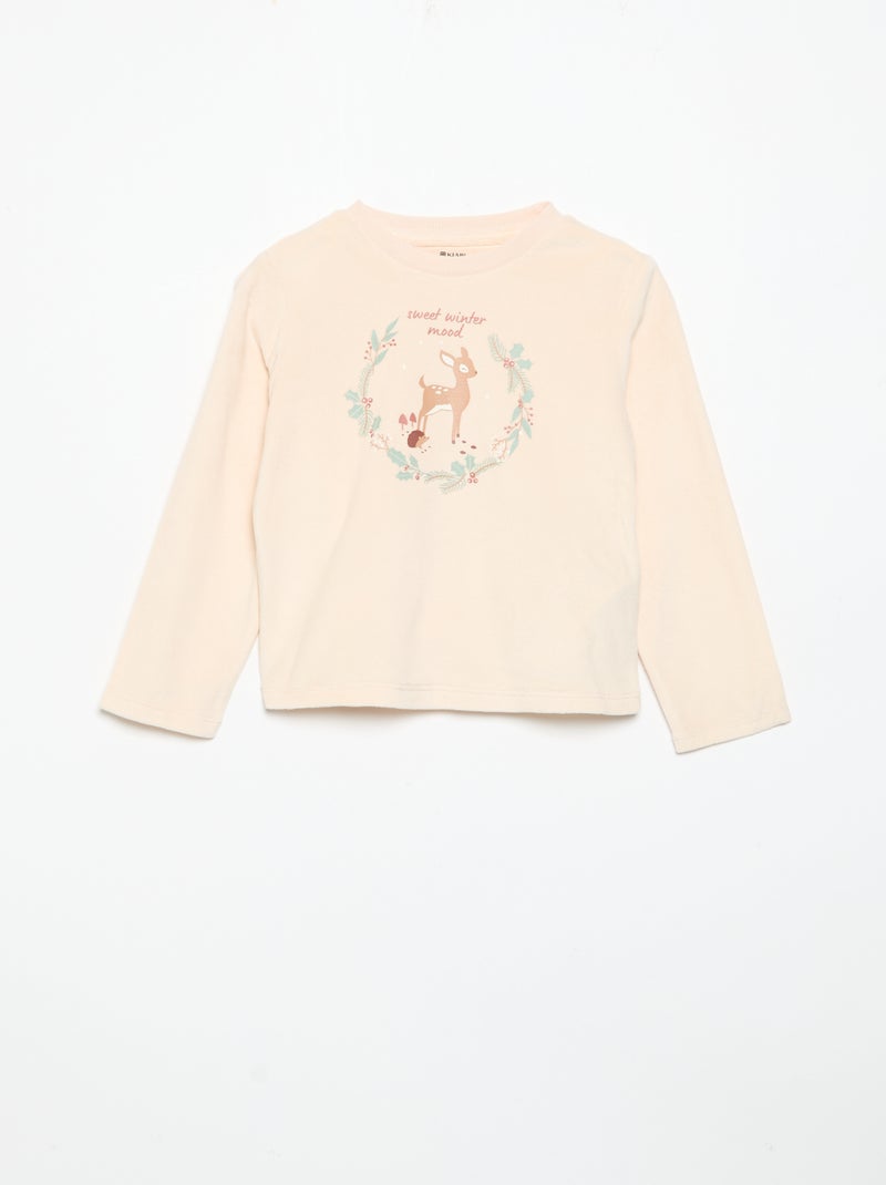 Ensemble de pyjama en polaire avec capuche animée - 2 pièces Rose - Kiabi