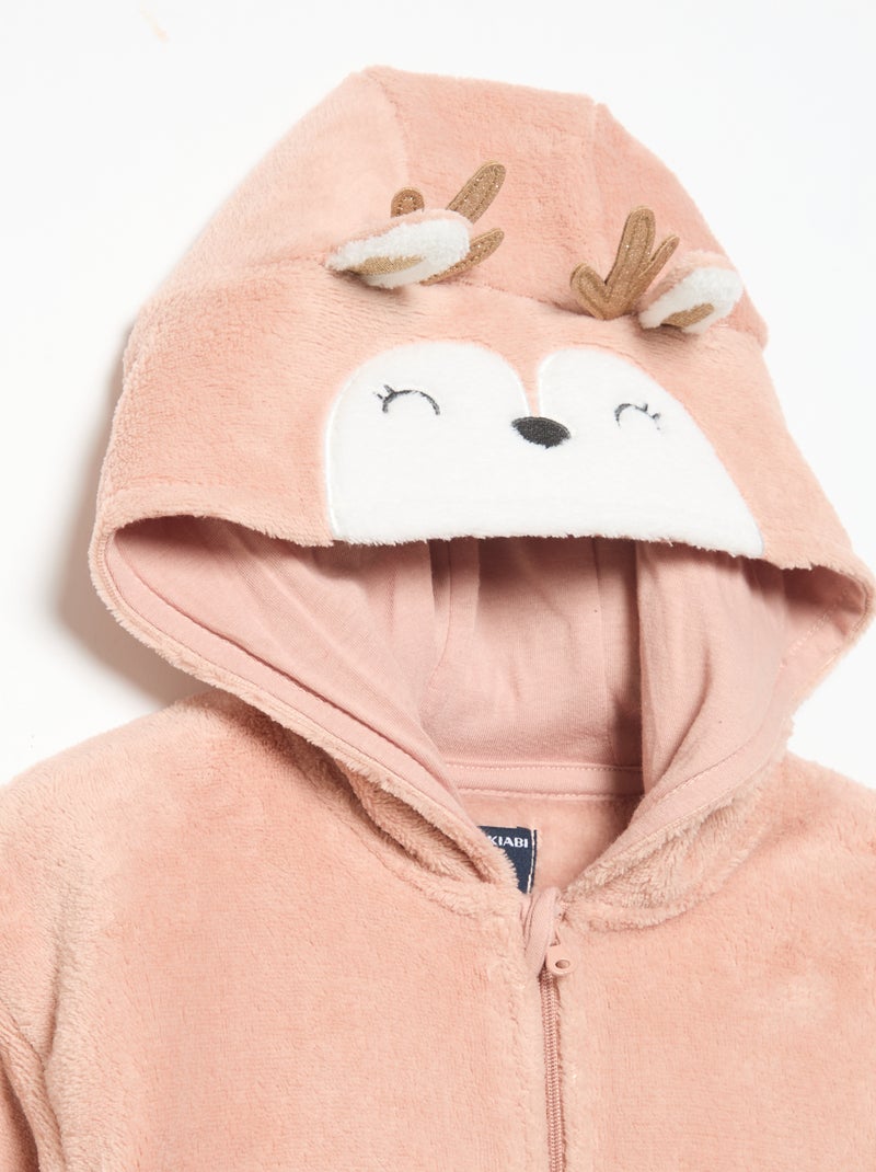 Ensemble de pyjama en polaire avec capuche animée - 2 pièces Rose - Kiabi